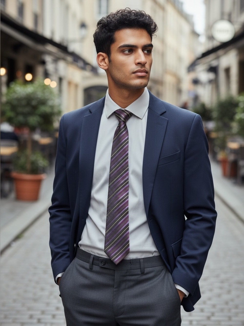Brown and Purple Striped Men's Tie